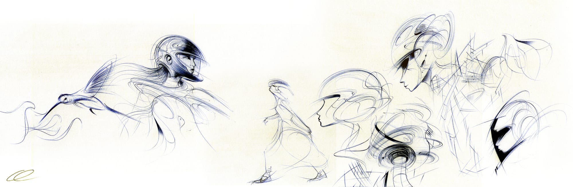 Ink figure studies – anatomy sketches by Existential Theory